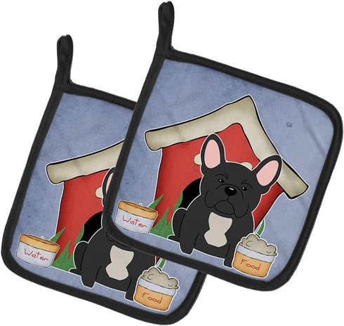 Caroline's Treasures BB2768PTHD Dog House Collection French Bulldog Black Pair of Pot Holders