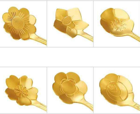 Stainless Steel Creative Flower Coffee Spoons, Set of 12 Ice-Cream Tea Stirring Spoons