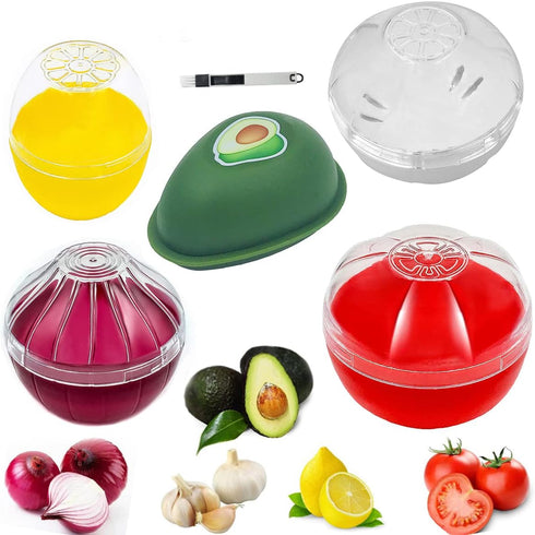 Onion Garlic Lemon Avocado Saver Storage Keeper - BPA Free Tomato Vegetable Shaped Food Saver/Storage Containers,