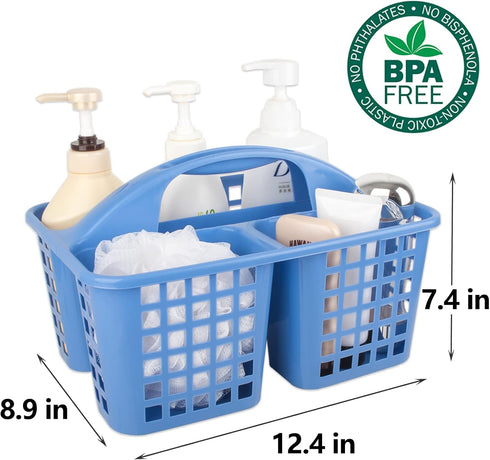 JiatuA Portable Shower Caddy Basket, Blue Cleaning Supplies Organizer with Handle, Divided Tool Bin for Bathroom,