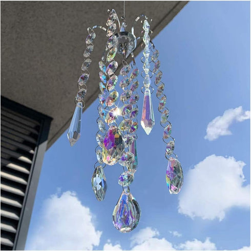 H&D HYALINE & DORA Chandelier Wind Chimes AB Coating Crystal Prisms Hanging