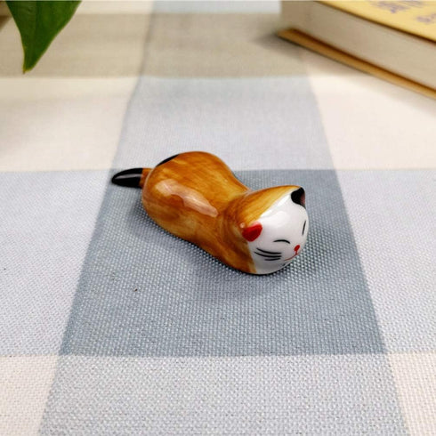 Pack of 6 Lovely Lucky Cat Porcelain Knife Rests, Ceramic Tableware Rest Set