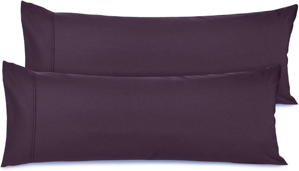 Soft Pillowcase Lightweight Purple Eggplant Microfiber Body Pillow Cover, 20x54 Inches, Set of 2 by Nestl