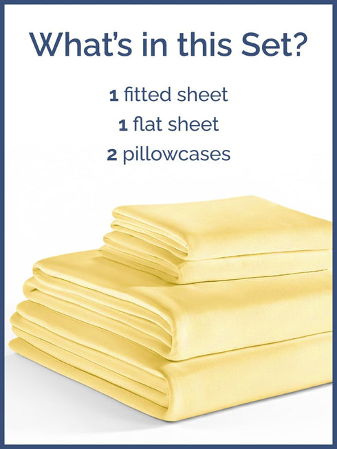 4 Set 1 1 2 Kids Queen Size Yellow Bed Sheets - Piece Kids Yellow Microfiber Sheet - Flat, Fitted & Pillowcases
