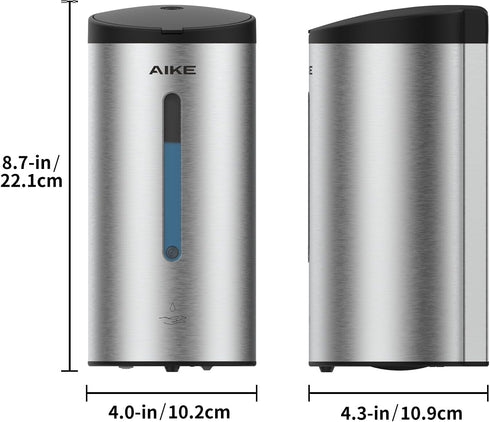 AIKE Wall-Mount Automatic Liquid Soap Dispenser, 27oz Large Capacity, Brushed Stainless Steel Finish