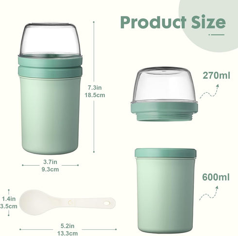 Mitsemmo Spoons,600ml+270ml Snack Cup Box Container with Lid,Yogurt Parfait Snackle Cups and Breakfast On The