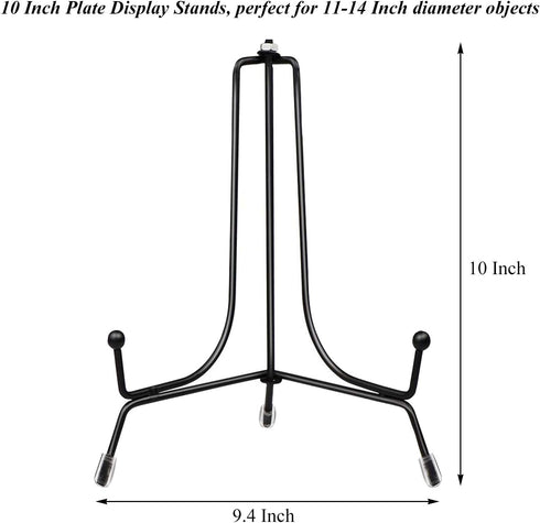 2 Pack Upgraded 10 Inch Plate Display Stands, Anti-Slip Iron Photo Holders for Decorative Plates, Picture Frames