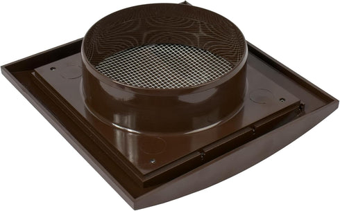 Brown Exhaust Hood Vent 4'' Inch with Built-in Pest Guard Screen and Flange, White, Air Vent Cover, HVAC Exhaust Vent Duct Cover, Exhaust Cap