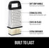 GORILLA GRIP XL 4-Sided Cheese Grater with Container, BPA-Free Stainless Steel Box Grater, Black