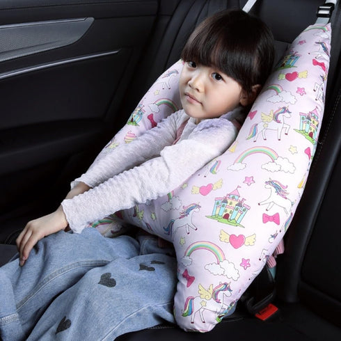 6 Cozy Travel Pillow Car Cushion for Kids Years Old+ Shoulder Neck Back Support & Seat Belt Comfort, Road Trip Sleeping