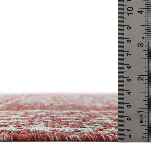 Unique Loom Outdoor Traditional Collection Area Rug, Timeworn 2' x 3' Rectangle Rust Red/Gray