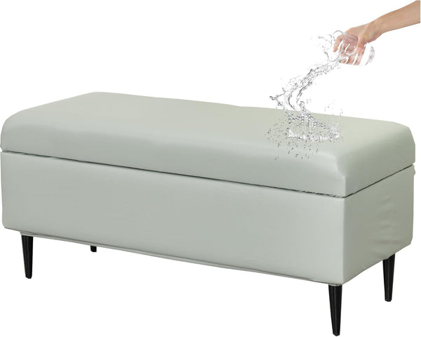 CRFATOP Waterproof PU Ottoman Stool Cover Stretch Folding Storage Footstool Bench Slipcovers