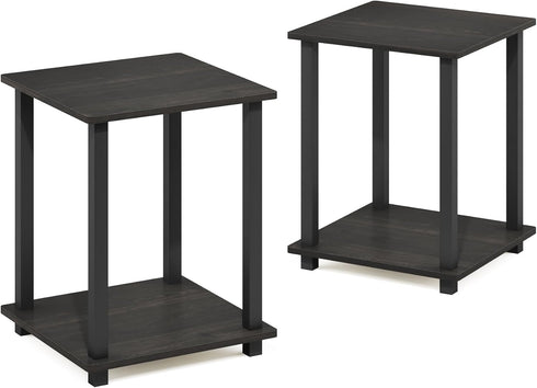 Set 2, 2-Tier Furinno SIMPLISTIC Side Table of Square Modern End Table, Nightstand, Night Stand, Bedside Table