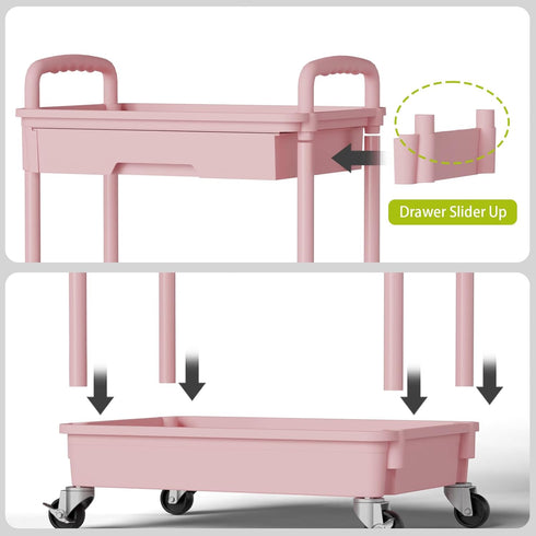 Sorgion 3 Tier Rolling Cart Organizer,Laundry Room Bathroom Organizers and Storage Office Shelves Mobile Shelving Unit