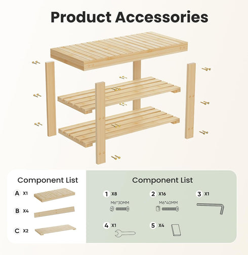 3-Tier 286 lb 11.3 27.6 18 Inches, DUMOS Shoe Rack Bench with Storage, Bamboo Entryway Benches, Wooden Shoe Rack Holds