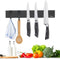 Magnetic Knife Holder for Wall, 10 Inch Black Knife Strip with 2 Hooks, Powerful Magnet Rack with Adhesive Tape and