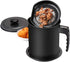 Ourokhome Bacon Grease Container with Strainer- 1.6 L or 6.7 Cup Iron Kitchen Oil Storage Can with Fine Mesh Strainer for Storing Hot Frying Oil, Fat, Cooking Oil (Black) by Ourokhome