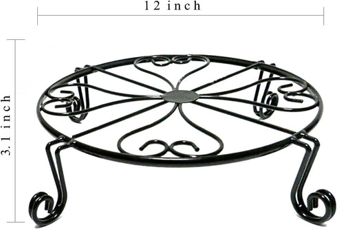 2 packs 12" 12Inches NSYOOMH Black Metal Plant Stands Heavy Duty Plants Holder Outdoor Indoor, Round Wrought Iron
