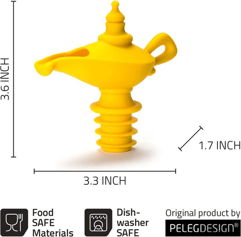 Peleg Design Oiladdin Oil Pourer and Stopper, Silicone Spout for Olive Oil, Yellow, 8x9x4.5 cm