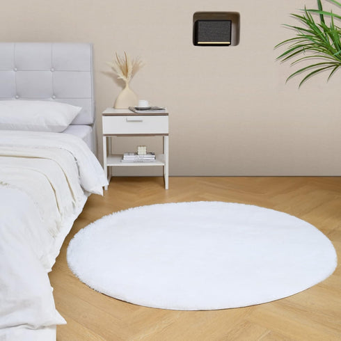 duduta White Fluffy Round Rug - 4x4 ft Shag Fuzzy Plush Circle Throw Rug for Nursery Bedroom Living Room Decor