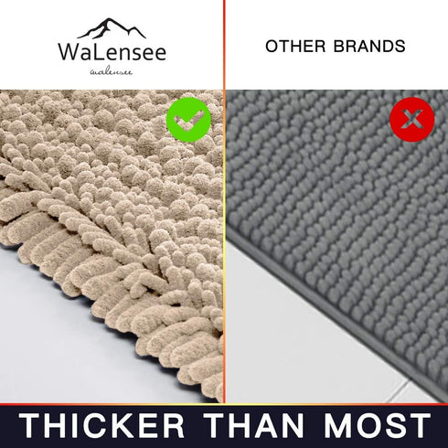 Walensee Non Slip Bathroom Rug (32x20 Inch Beige), Water Absorbent Super Soft Shaggy Chenille Mat