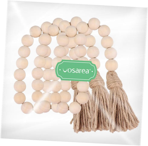 Garneck Wood Bead Garland, Rustic Country Decor Prayer Beads for Home Door Knob Christmas Decoration