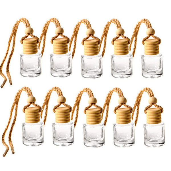 ConStore 10pcs Car Hanging Glass Pendant, Refillable Aromatherapy Bottle Diffuser Air Freshener Vials