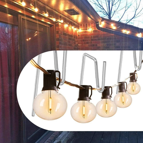 Yotako 60 Metal Gutter Hooks for Outdoor Christmas Lights, Weatherproof Holiday Light Clips