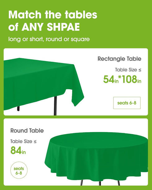 20 Pack, 54 108 Inch Pureegg Plastic Table Cloth Disposable x Table Cloths, St Patricks Day, Christmas Decorations