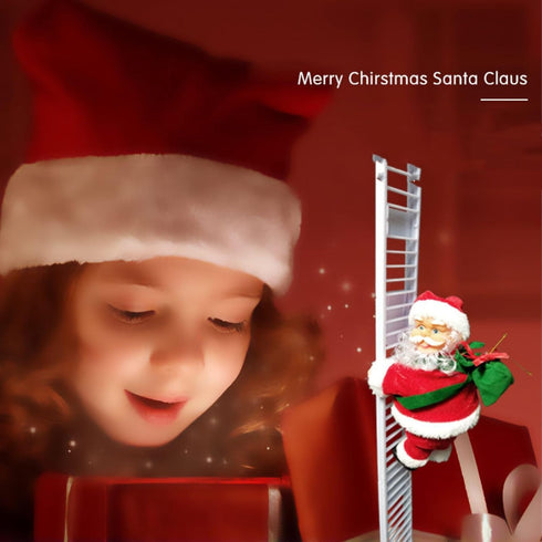Electric Santa Climbing Up and Down Tree with Music, Holiday Decor for Home, Door, Wall, Xmas Ornament