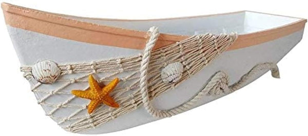 White Wooden Boat Tray Decor Decorative Nautical Boat Ornament Decor Wood Boat