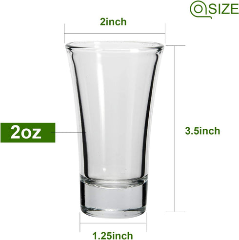 YULEER Shot Glasses - 2oz Clear Heavy Base Shot Glass Set, 12 Pack Shooter Glass for Spirits & Liquors