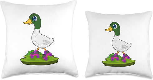 Duck Inline Skating Roller Skates Sports Throw Pillow
