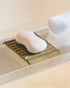 Ceramic Soap Dish for Countertop with Self Drain, Japanese Bar Soap Holder for Sink, Yellow