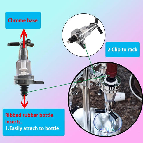 4 Nozzle Set Bottle Wall Mounted Liquor Dispenser Bar Butler Bracket Solo Optic Spirit Wine Beer Alcohol Bottle