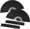 TIHOOD 2PCS Large Folding Silk Hand Fans - Black Chinese Tai Chi Fans for Men and Women Performance, Dance, Gift