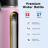 koodee 12 oz Stainless Steel Water Bottle, Double Wall Vacuum Insulated Flask with Wide Handle Straw Lid (Light Pink)
