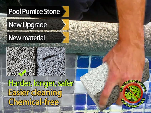Pumice Stone for Pool and Stainless Steel Pool Brush Kit to Reomve Erase Rust Stain Spot in Concrete Plaster Pool Spa