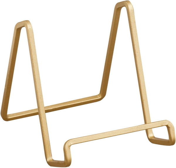 TRIPAR Square Metal Wire Stand, Gold Finish (2 Pack, 6-Inch Depth) - Tabletop Display for Cookbooks, Plates, Photos