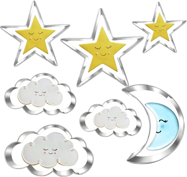 Twinkle Twinkle Little Star Cookie Cutter Set - 7 Piece - Cloud, Star, Moon Cutters for Baby Shower Gender Reveal