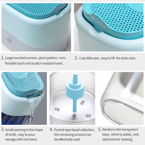Dish Soap Dispenser for Kitchen Sink - Blue Kitchen Gadgets 2023, Liquid Dispenser & Sponge Holder for Countertop