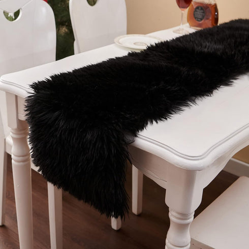 Table Runner, Modern Small Black Dresser Fur Table Runners for Christmas Wedding Party Holiday Birthday Home Farmhouse
