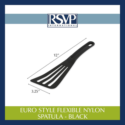 RSVP International Kitchen Tool Collection, Dishwasher Safe, Angled, 12x3.25", Nylon Euro Style, Black