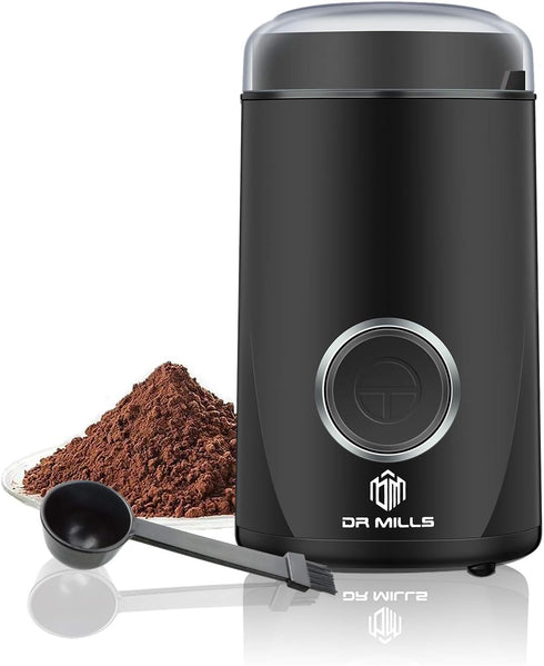 DR MILLS DM-7441 Electric Coffee Grinder, Spice Grinder, Blade & Cup Made with SUS304 Stainless Steel (Black)
