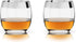 Viski Irving Chrome Rim Crystal Lowball Tumblers - Set of 2, 9 oz Gold Rimmed Cocktail Glass Gift Set