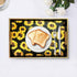 Set 2, Sunflower Black Decorative Tray of Plastic Serving Tray with Handles, Rectangular Coffee Table Tray, Nesting