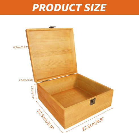 Wooden Box with Hinged Lid, Large Storage Container Keepsake Box for DIY Crafts, Jewelry, Home Storage
