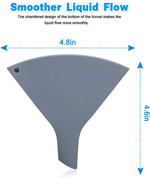 Collapsible Silicone Funnel for Filling Bottles, Fan-Shaped, Foldable, Food Grade, Gray