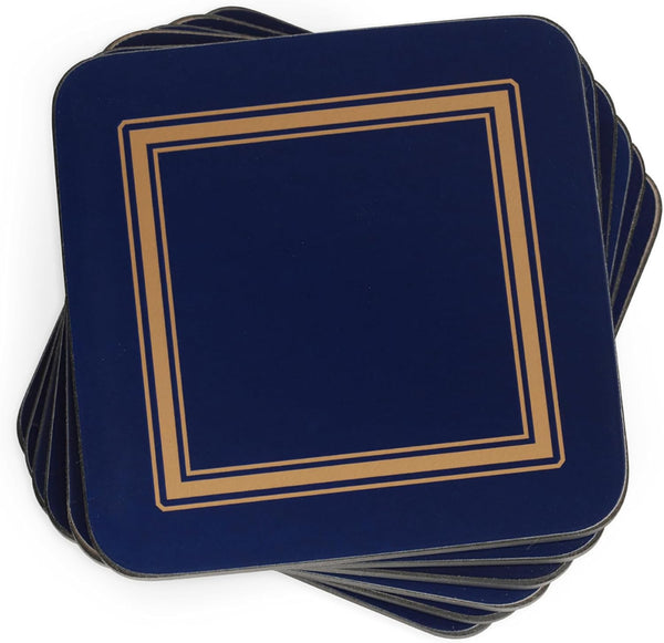 Pimpernel Classic Midnight Blue Coasters, Set of 6, Heat & Stain Resistant, Durable Cork Backing, 4 Inch