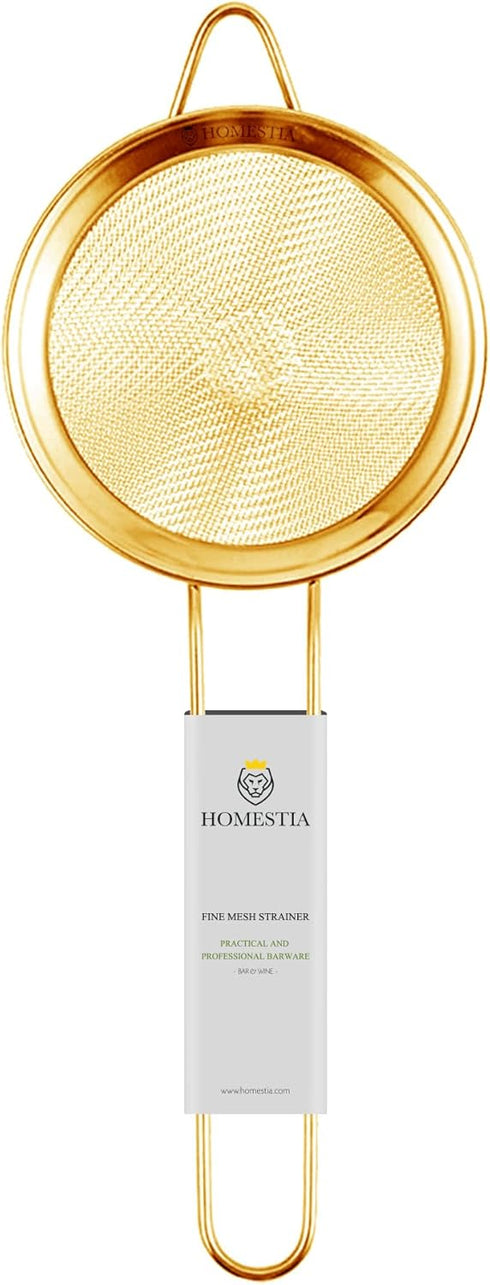 Homestia Fine Mesh Strainer for Kitchen - 304 Stainless Steel Sieve for Food, Tea, Oil, Easy to Clean